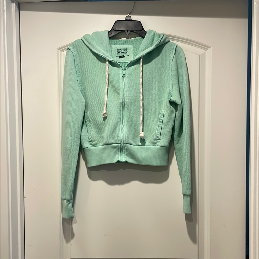 Mint Green Zip-Up Hoodie